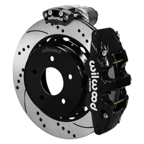 Wilwood 88-98 GM C1500 Aero4 Rear Elec. Parking Brake Kit 14in SRP Rotor 3.25in Offset - Blk