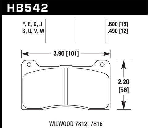 Hawk ER-1 Endurance Racing Brake Pads For Wilwood w/ Dynapro Lug Mount Caliper w/ Pad 7812/7816)