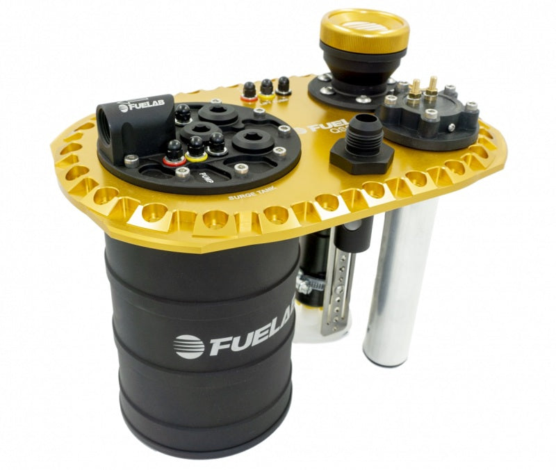 Fuelab Quick Service Surge Tank w/49614 Lift Pump & Dual 500LPH Brushless Pumps w/Controller - Gold