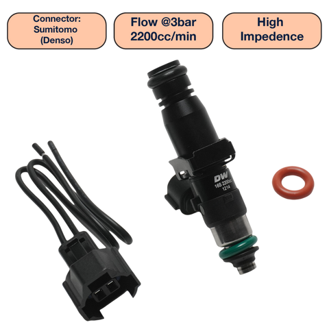 DeatschWerks Universal 2200cc Single Fuel Injector / 60mm Length / 14mm O-Ring Seals