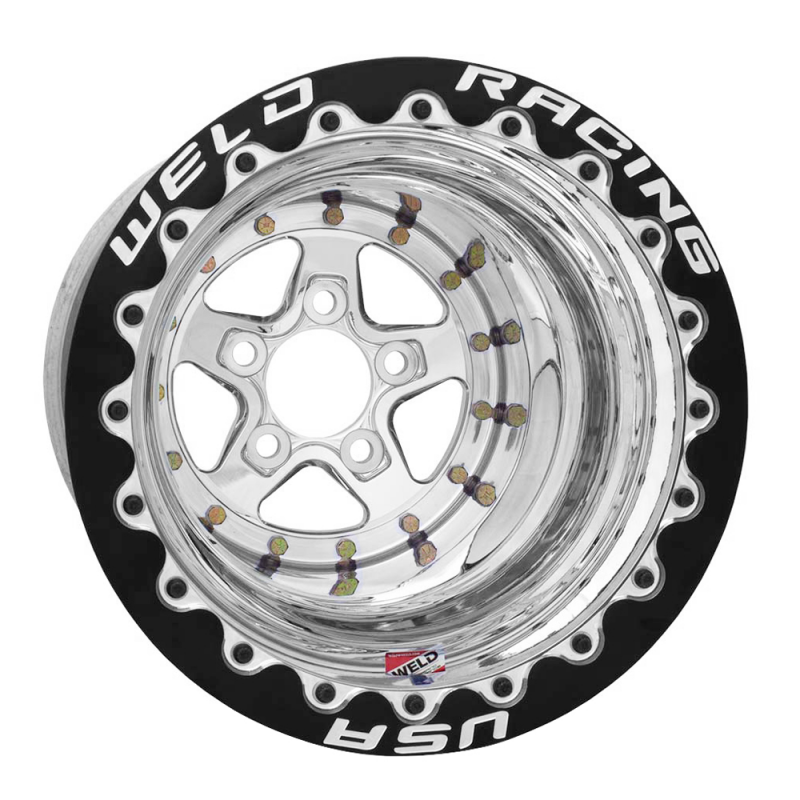 Weld Alumastar 15x12 / 5x4.5 / 6 BS / 3.18 HB - Polished Center - Polished Shell - DBL MT Wheel