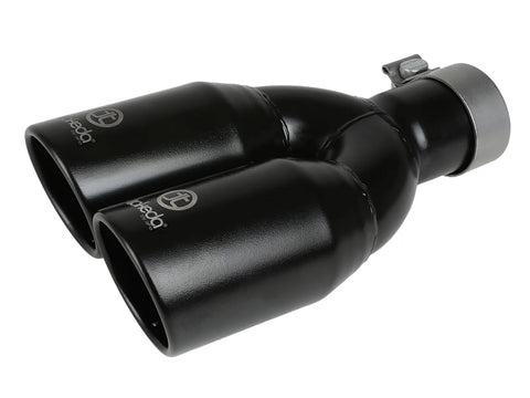 aFe Takeda 304 Stainless Steel Clamp-on Exhaust Tip Black 2-1/2ininlet x 3-1/2in Outlet X 12in L
