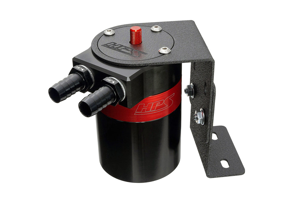 HPS Performance Aluminum Oil Catch Can Kit with 5/8 inch Barb Adapters and Rubber Hoses 861-503