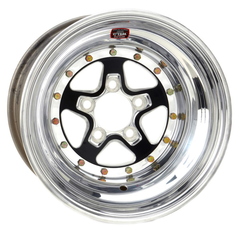 Weld Alumastar 15x9 / 5x4.75 / 3 BS / 3.18 HB - Black Center - Polished Shell - Non-BL Wheel