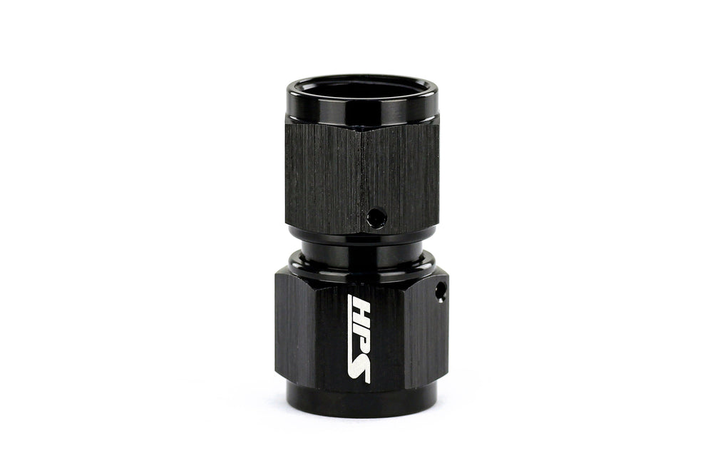 HPS Performance Straight -10 AN Female to Female Swivel Coupling Adapter Aluminum Black
