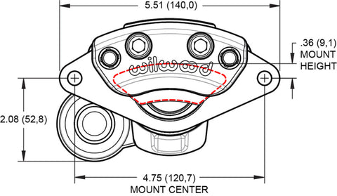 Wilwood caliper EPB .157-.393 rotor R/H ANO W/HT motor