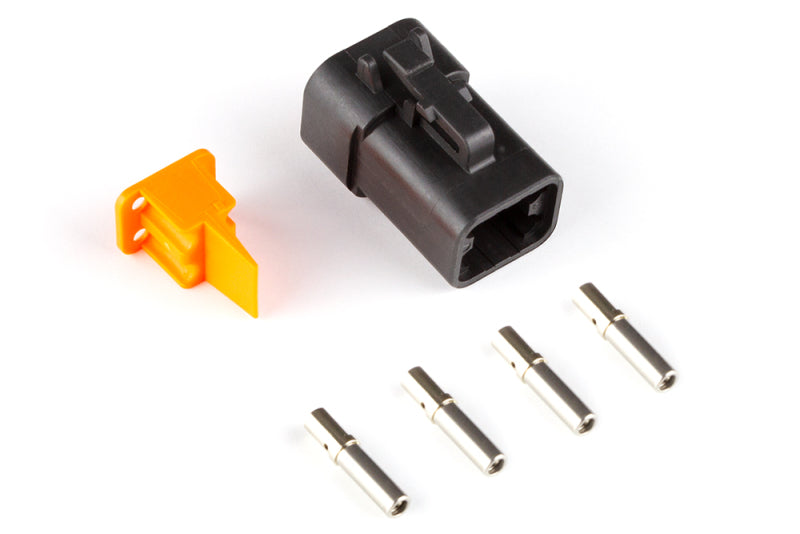 Plug and pins only - Male Deutsch DTP-06-4S - Black connector (25Amp)