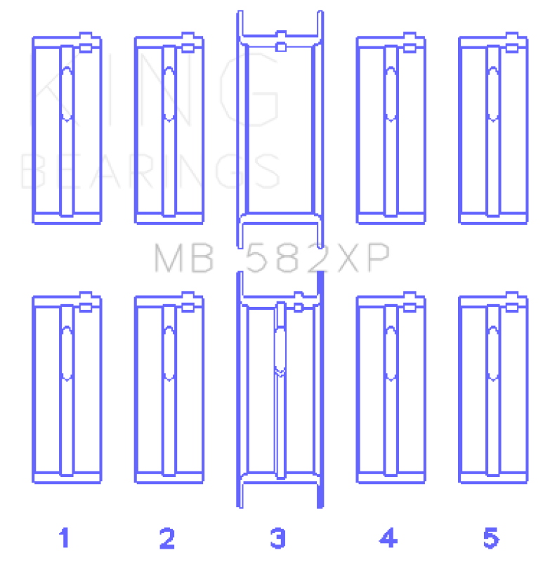 King Engine Bearings Ford 2.0/2.3L 8V (Size +0.50mm) Main Bearing Set