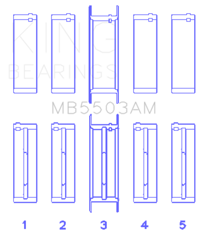 King Engine Bearings Ford V8 351ci 5.8L 16V Crankshaft Main Bearings (Size 030) - Set of 5