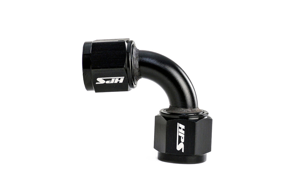 HPS Performance 90 Degree -12 AN Female to Female Swivel Coupling Adapter Aluminum Black