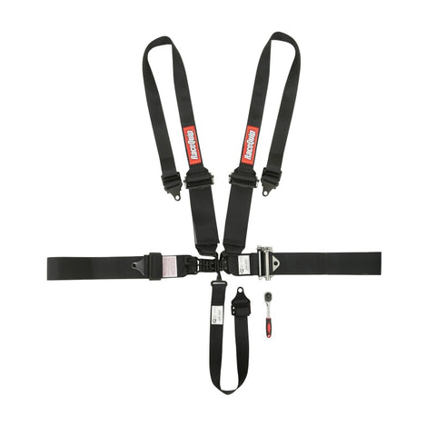 RaceQuip L & L 5pt Ratchet HNR Harness Black