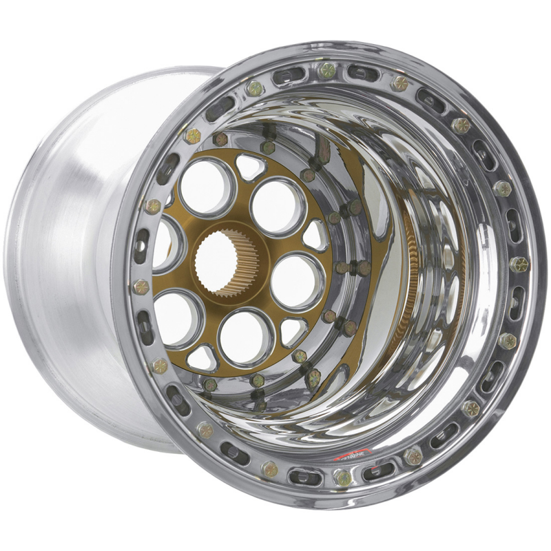 Weld Magnum Sprint 15x17/42-Spline/6 BS - Gold Center - Polished Shell - DBL - Polished Cover Wheel