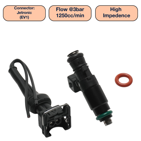 DeatschWerks Universal 1250cc Single Fuel Injector / 48mm Length / 14mm O-Ring Seals