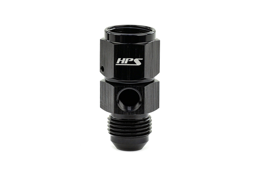 HPS Performance -10 AN Male to Female Fuel Pressure Gauge Adapter with 1/8 inch NPT Female Port Aluminum Black