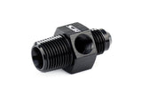HPS Performance -6 AN Male to 1/4" NPT Male Adapter with 1/8" NPT Female Port, Aluminum, Black