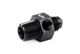 HPS Performance AN -6 Male to 3/8" NPT Male Adapter with 1/8" NPT Female Port, Aluminum, Black