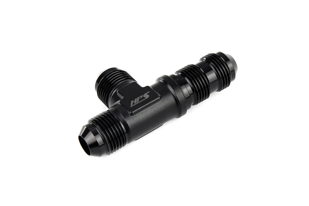 HPS Performance Tee on run -8 AN Male to Male Bulkhead Adapter Aluminum Black