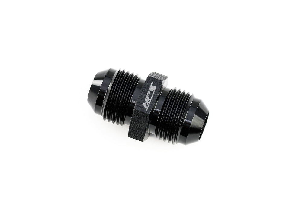 HPS Performance Straight -6 AN Male to Male Union Adapter Aluminum Black