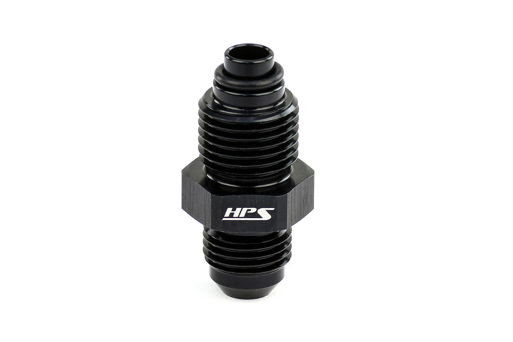 HPS Performance -6 AN to M14 x 1.5 Male to Metric Thread Male O-Ring Tip Adapter Aluminum Black