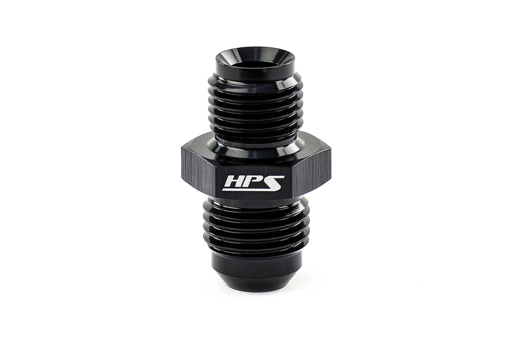 HPS Performance Straight AN Flare -6 to 1/4 inch NPT Adapter Aluminum Black