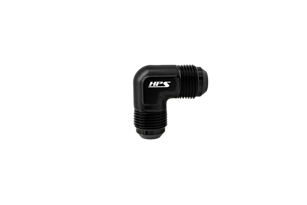 HPS Performance 90 Degree -3 AN Male to Male Union Adapter Aluminum Black