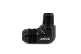 HPS Performance 90 Degree AN Flare -6 to 1/4 inch NPT Adapter Aluminum Black