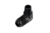 HPS Performance 90 Degree AN Flare -3 to 1/4" NPT Adapter, Aluminum, Black