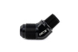 HPS Performance 45 Degree -4 AN Flare to 1/8 inch NPT Adapter Aluminum Black