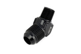 HPS Performance 45 Degree AN Flare -10 to 3/8" NPT Adapter, Aluminum, Black
