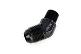 HPS Performance 45 Degree -8 AN Flare to 3/8" NPT Adapter, Aluminum, Black