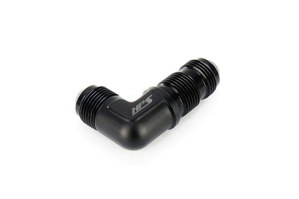 HPS Performance 90 Degree -4 AN Male to Male Bulkhead Adapter Aluminum Black
