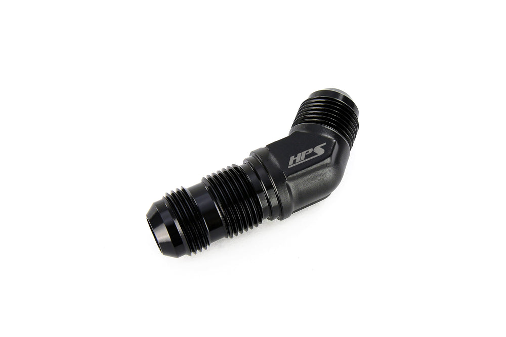 HPS Performance 45 Degree -12 AN Male to Male Bulkhead Adapter Aluminum Black