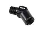 HPS Performance 45 Degree 1/2'' NPT Male To Female Adapter, Aluminum, Black