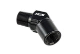 HPS Performance 45 Degree 1/4'' NPT Male To Female Adapter, Aluminum, Black