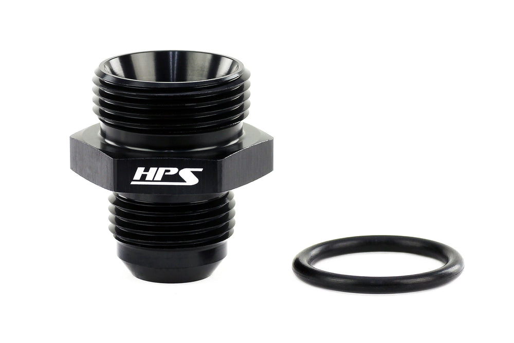 HPS Performance -8 AN Male to -12 O-ring Boss ORB Port Thread Male Adapter Aluminum Black