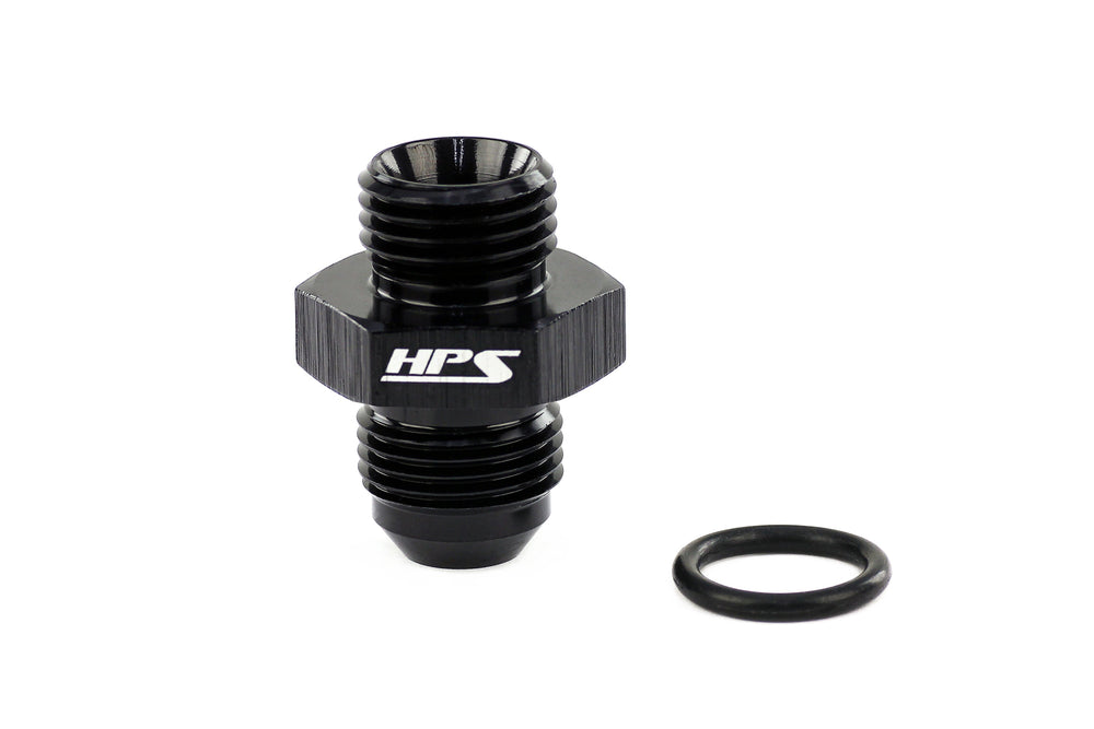 HPS Performance -16 AN Male to -16 O-ring Boss ORB Port Thread Male Adapter Aluminum Black