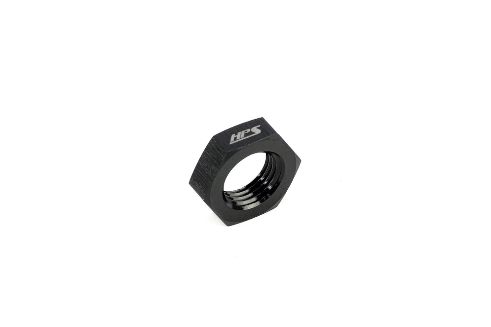 HPS Performance AN -12 Female Bulkhead Fitting Jam Nut Aluminum Black