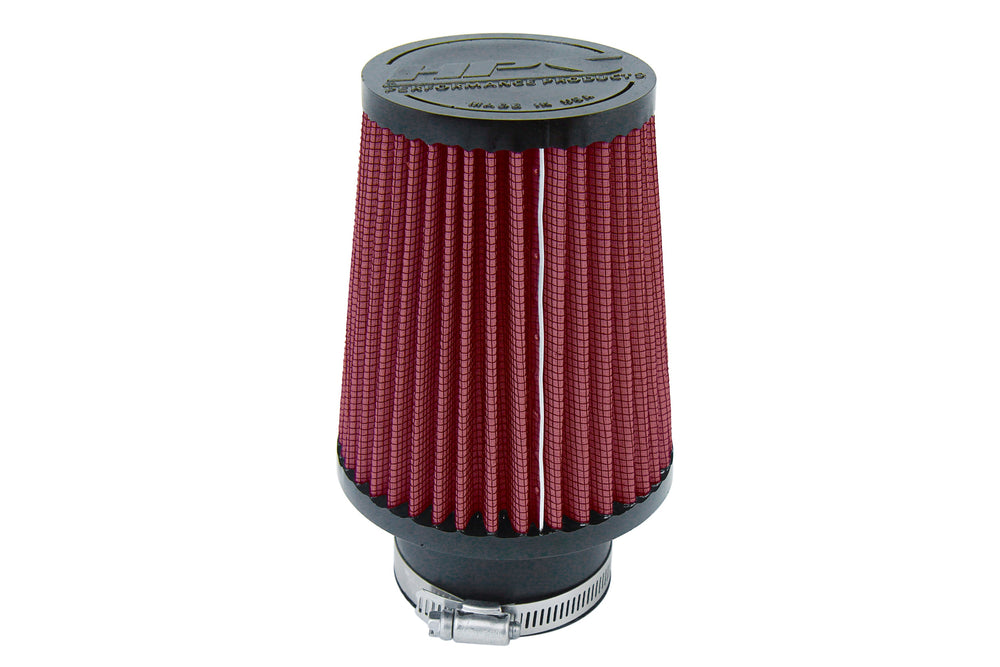 HPS Performance Red 2.5 inch Air Filter 7.25 inch Length 4.5 inch Base 3.5 inch Top HPS-4295-RED