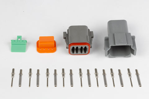 Plug and Pins Only - Matching Set of Deutsch DT-8 Connectors  (DT06-8S + DT04-8P) - ( 13 Amp)