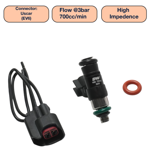 DeatschWerks Universal 700cc Single Fuel Injector / 34mm Length / 14mm O-Ring Seals