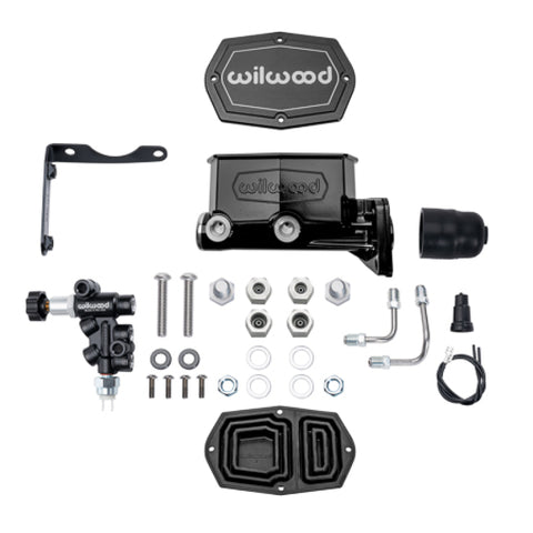 Wilwood MOPAR Compact Tandem M/C Kit w/ P-Valve 1.12in Bore - Black