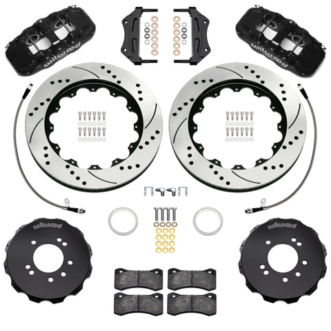 Wilwood 95-98 Nissan Skyline Aerolite 6R Front BBK w/ 14.00in D/S Rotors & Flexlines - Black