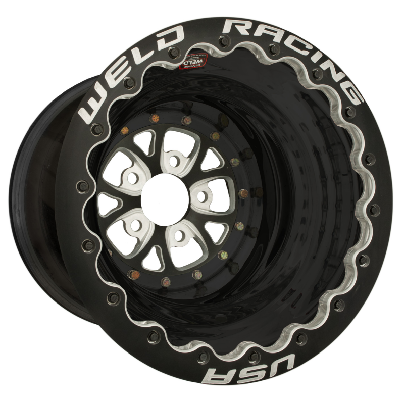 Weld V-Series 15x13 / 5x4.5 / 4 BS / 3.18 HB - Black Center - Black Shell - Black DBL MT Wheel