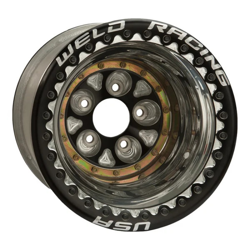 Weld Magnum Pro 16x16 / 5x5.5 / 5 BS / 3.5 HB - Black Center - Polished Shell - Black DBL Wheel