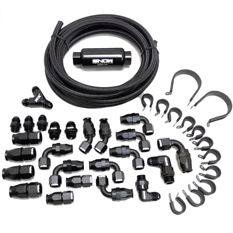 Snow Performance 8AN Braided Stainless Fuel Line Kit - Black Line