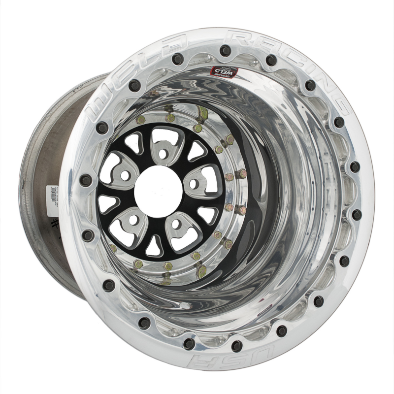 Weld V-Series 15x10/5x4.5/4 BS/3.18 HB - Black Center - Polished Shell - Polished SBL MT Wheel
