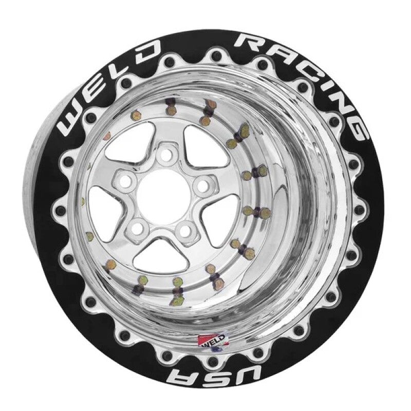 Weld AlumaStar 2.0 15x16 - 5x127 BP - 5in BS Polished/Black Bead Lock Wheel