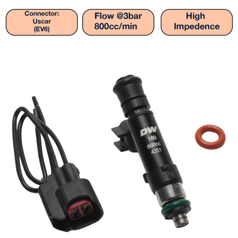 DeatschWerks Universal 800cc Single Fuel Injector / 60mm Length / 14mm O-Ring Seals