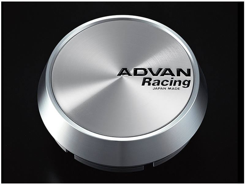 Advan Racing Center Cap 73mm Middle Height - Platinum Silver + Black Letters