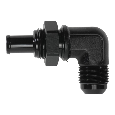 DeatschWerks 10AN Male Flare Bulkhead to 1/2in Hose Barb 90-Degree